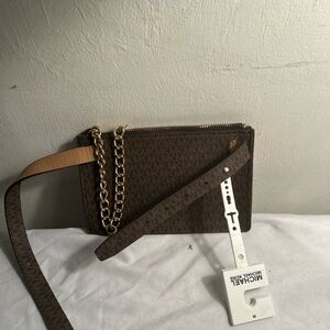 Michael Kors Dark Brown Crossbody Bag with Chain Strap